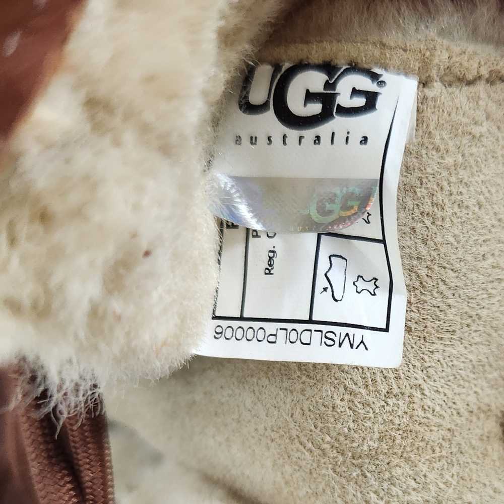 UGG Brown & Cream Lace-Up Winter Boots with Shearling Trim - Picture 13 of 15